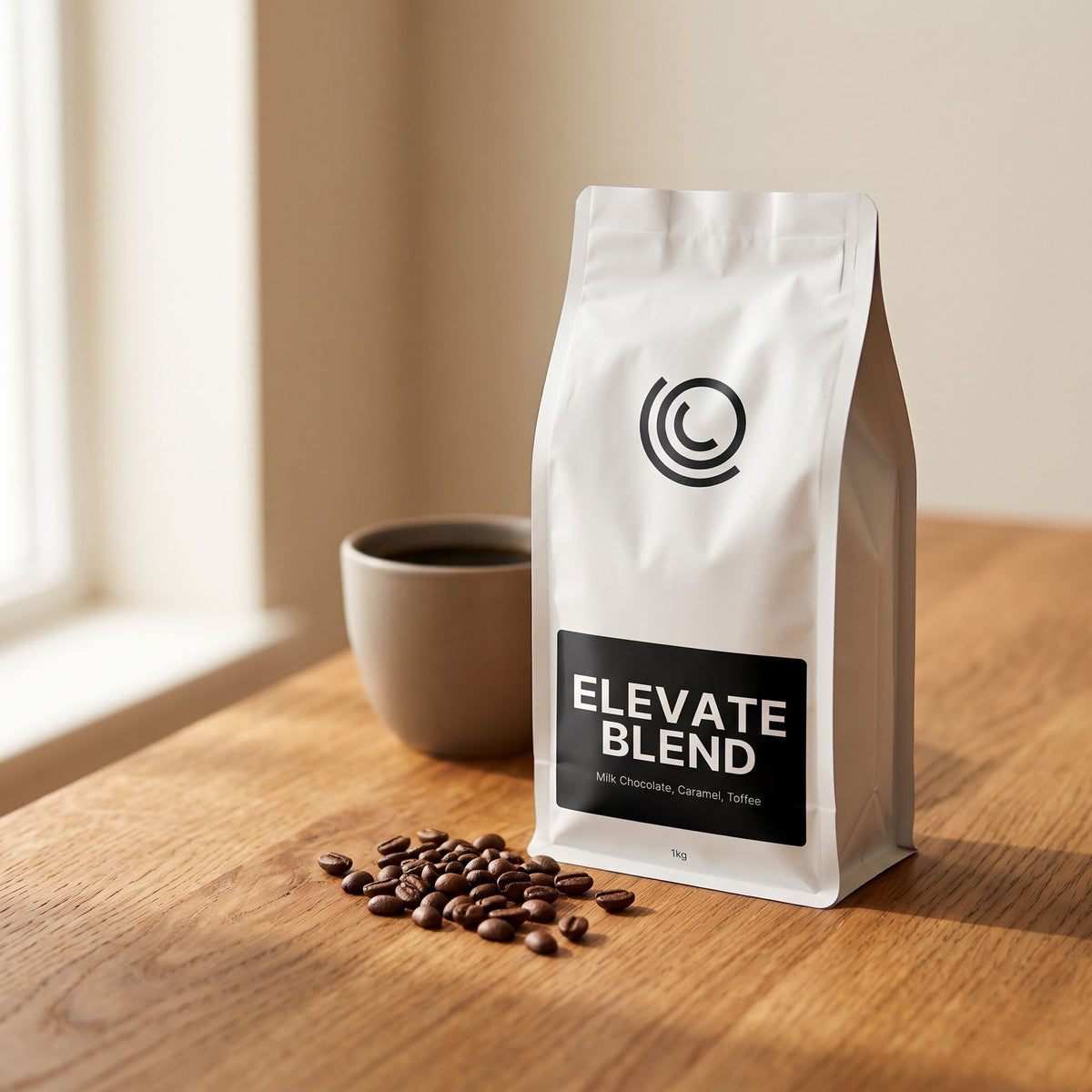 Home coffee bag of Elevate Blend beans