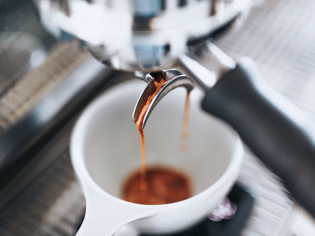 Espresso shot extraction through a double spout portafilter