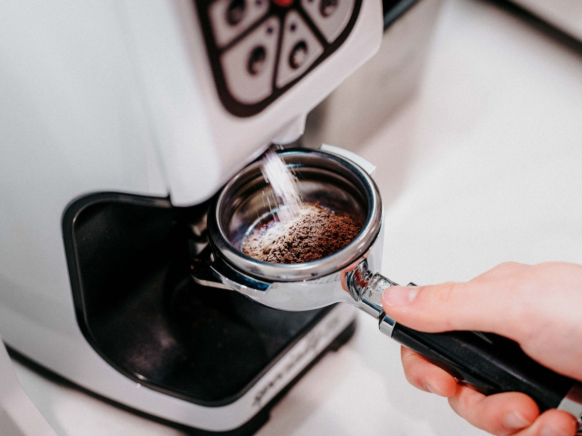 Coffee ground into a portafilter